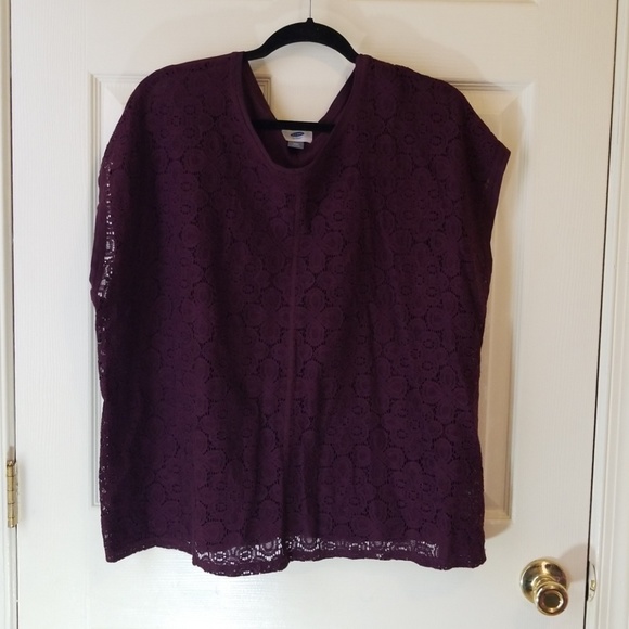 OLD NAVY WINE LACE FRONT SLVLESS TOP SIZE XXL♡ - Picture 2 of 7
